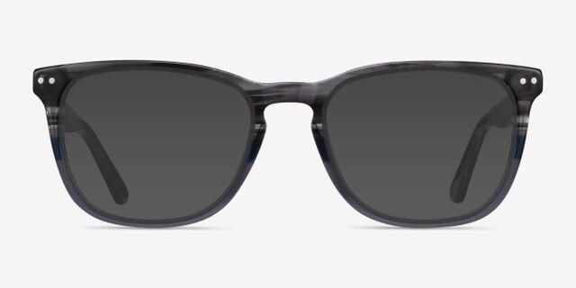 Gato Gray Striped AcétateMontures de lunettes de vue d'EyeBuyDirect, Avec des Verres Teintés
