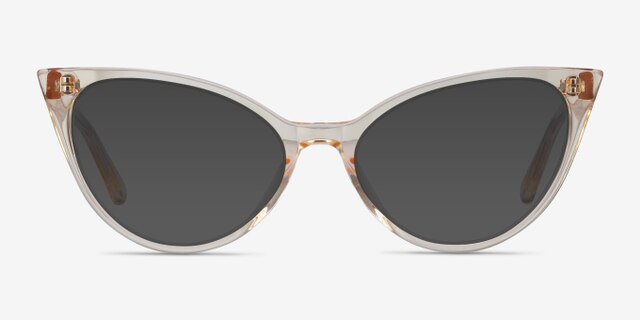 Quartet Clear Yellow AcétateMontures de lunettes de vue d'EyeBuyDirect, Avec des Verres Teintés