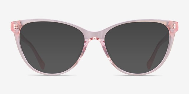 Sing Clear Pink AcetateEyeglass Frames from EyeBuyDirect, with Tinted Lenses