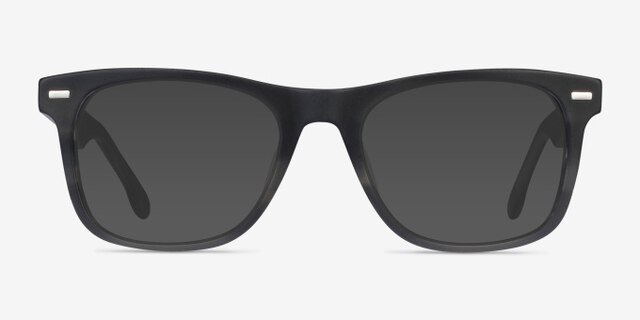 Caster Gray Striped AcetateEyeglass Frames from EyeBuyDirect, with Tinted Lenses