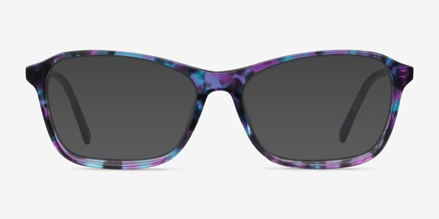 Versa Purple Floral AcetateEyeglass Frames from EyeBuyDirect, with Tinted Lenses