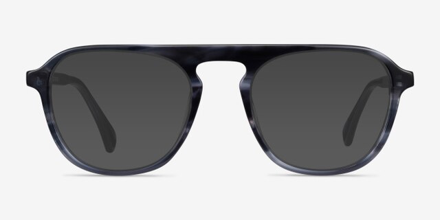 Ida Gray Striped AcetateEyeglass Frames from EyeBuyDirect, with Tinted Lenses