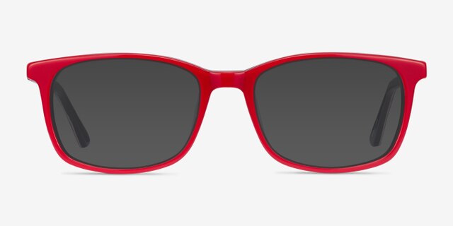 July Red & Navy AcetateEyeglass Frames from EyeBuyDirect, with Tinted Lenses