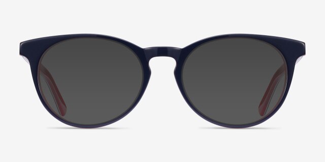 Tradition Navy & Red AcetateEyeglass Frames from EyeBuyDirect, with Tinted Lenses