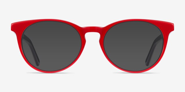 Tradition Red & Navy AcetateEyeglass Frames from EyeBuyDirect, with Tinted Lenses