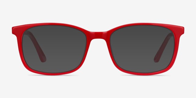 Equality Red AcetateEyeglass Frames from EyeBuyDirect, with Tinted Lenses