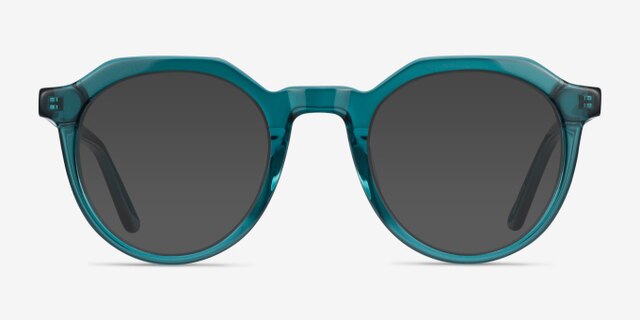 Mikoto Teal AcetateEyeglass Frames from EyeBuyDirect, with Tinted Lenses