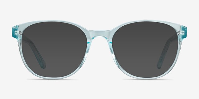 Gable Clear Blue AcetateEyeglass Frames from EyeBuyDirect, with Tinted Lenses