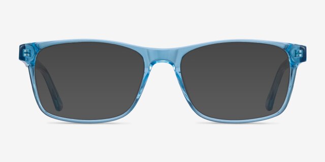 Pochi Blue AcetateEyeglass Frames from EyeBuyDirect, with Tinted Lenses