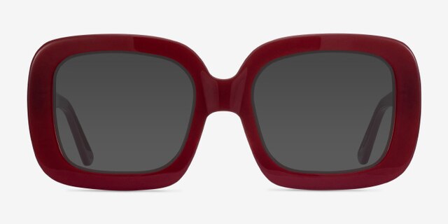Gloria Burgundy AcétateMontures de lunettes de vue d'EyeBuyDirect, Avec des Verres Teintés