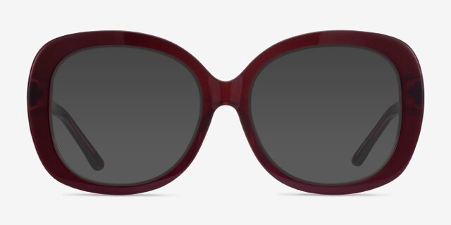 Pamela Burgundy AcetateEyeglass Frames from EyeBuyDirect, with Tinted Lenses