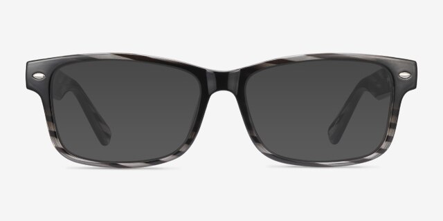 Persisto Black Striped PlastiqueMontures de lunettes de vue d'EyeBuyDirect, Avec des Verres Teintés