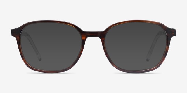 Efficient Brown Striped AcetateEyeglass Frames from EyeBuyDirect, with Tinted Lenses