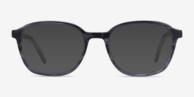 Efficient Black Striped AcetateEyeglass Frames from EyeBuyDirect, with Tinted Lenses