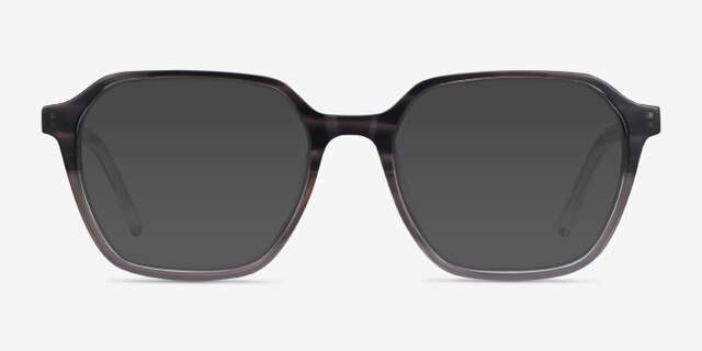 Glib Black Striped AcétateMontures de lunettes de vue d'EyeBuyDirect, Avec des Verres Teintés