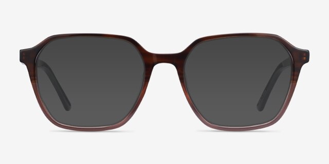 Glib Brown Striped AcétateMontures de lunettes de vue d'EyeBuyDirect, Avec des Verres Teintés