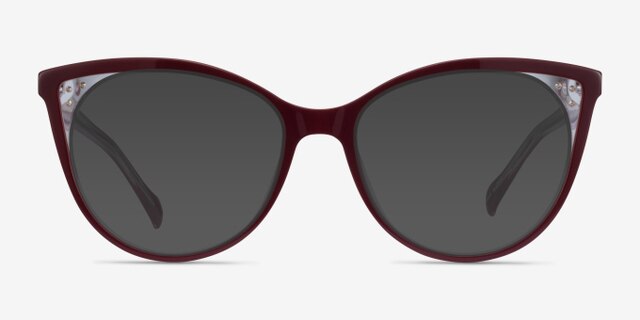 Bijou Burgundy AcetateEyeglass Frames from EyeBuyDirect, with Tinted Lenses