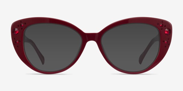 Diamond Burgundy AcétateMontures de lunettes de vue d'EyeBuyDirect, Avec des Verres Teintés
