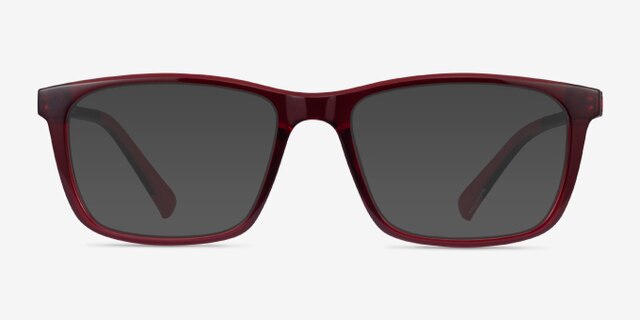 Brad Clear Red Black PlasticEyeglass Frames from EyeBuyDirect, with Tinted Lenses
