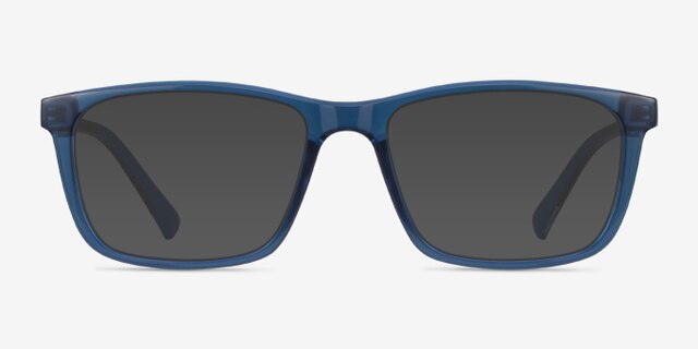 Brad Clear Blue Black PlasticEyeglass Frames from EyeBuyDirect, with Tinted Lenses