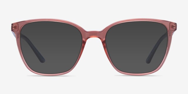 Identical Clear Pink & Clear Blue PlasticEyeglass Frames from EyeBuyDirect, with Tinted Lenses
