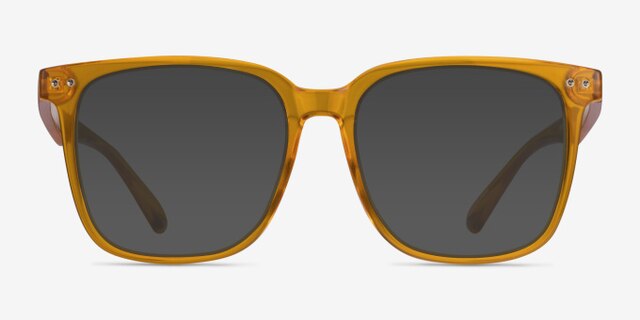Freedom Clear Orange PlasticEyeglass Frames from EyeBuyDirect, with Tinted Lenses