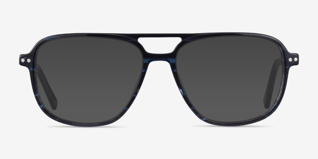 Spirit Blue Striped AcetateEyeglass Frames from EyeBuyDirect, with Tinted Lenses