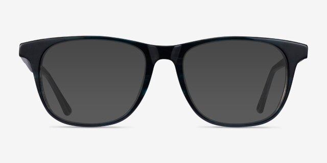 Easy Blue Striped AcetateEyeglass Frames from EyeBuyDirect, with Tinted Lenses