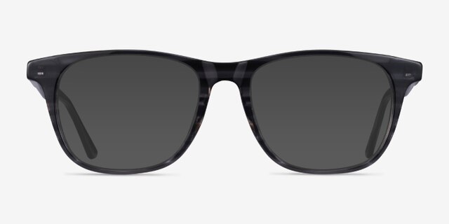 Easy Gray Striped AcetateEyeglass Frames from EyeBuyDirect, with Tinted Lenses