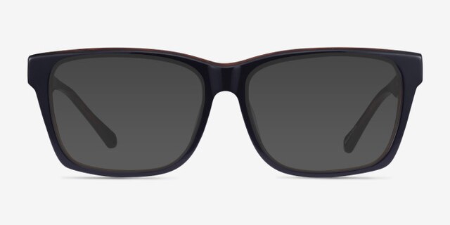 Shuffle Navy Brown AcetateEyeglass Frames from EyeBuyDirect, with Tinted Lenses