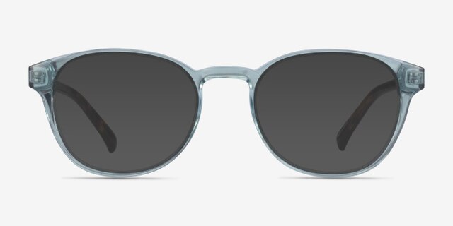 Cool Clear Blue Tortoise PlasticEyeglass Frames from EyeBuyDirect, with Tinted Lenses