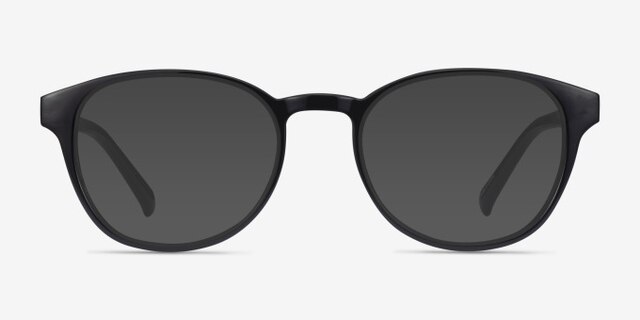 Cool Black PlasticEyeglass Frames from EyeBuyDirect, with Tinted Lenses