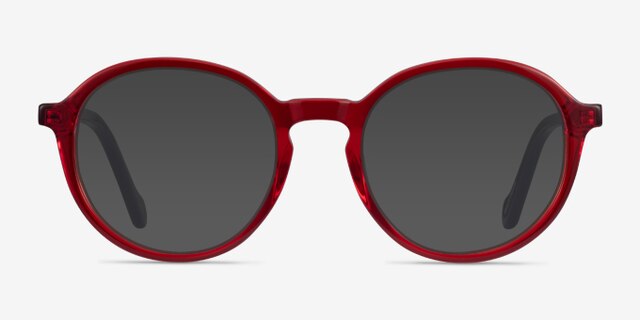 Happy Clear Red Navy AcetateEyeglass Frames from EyeBuyDirect, with Tinted Lenses