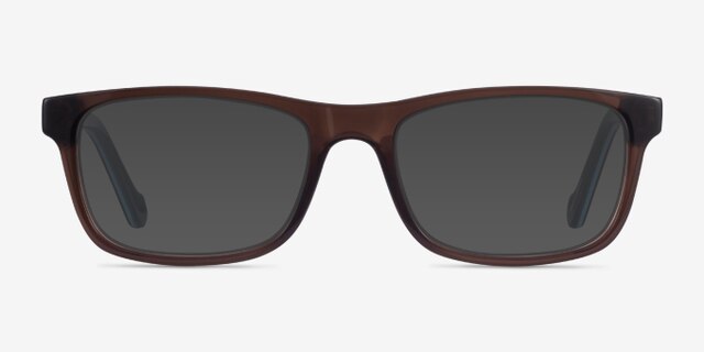 Scuba Brown Blue AcetateEyeglass Frames from EyeBuyDirect, with Tinted Lenses
