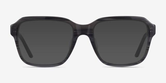 Neat Striped Gray AcétateMontures de lunettes de vue d'EyeBuyDirect, Avec des Verres Teintés