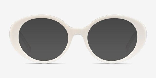 Bree White AcetateEyeglass Frames from EyeBuyDirect, with Tinted Lenses