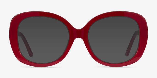 Tess Burgundy AcetateEyeglass Frames from EyeBuyDirect, with Tinted Lenses