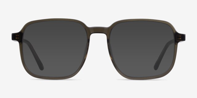 Ozone Clear Dark Green AcétateMontures de lunettes de vue d'EyeBuyDirect, Avec des Verres Teintés