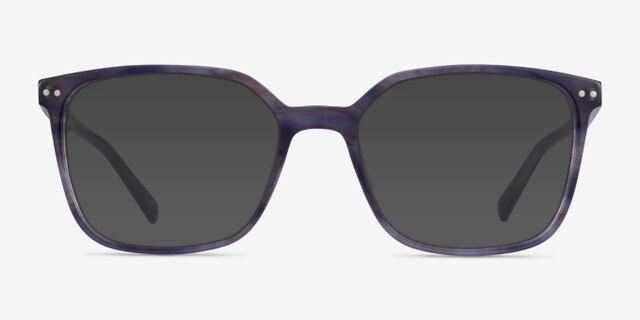 Conscious Blue Striped AcetateEyeglass Frames from EyeBuyDirect, with Tinted Lenses