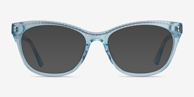 Arabesque Clear Blue Silver AcetateEyeglass Frames from EyeBuyDirect, with Tinted Lenses