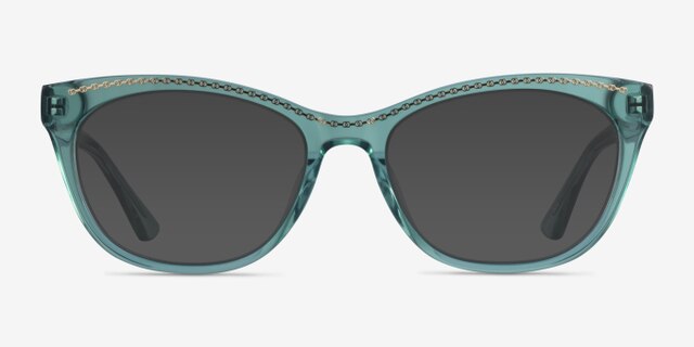 Arabesque Clear Green Gold AcétateMontures de lunettes de vue d'EyeBuyDirect, Avec des Verres Teintés