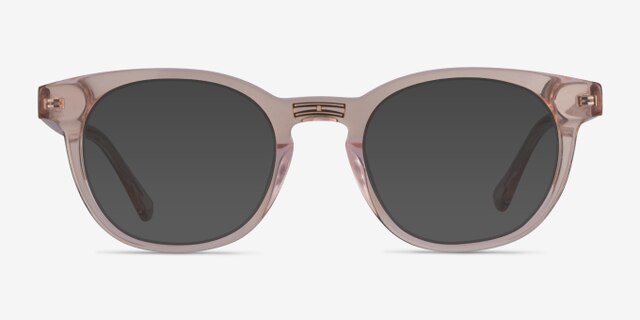 Hoop Clear Pink Gold AcetateEyeglass Frames from EyeBuyDirect, with Tinted Lenses
