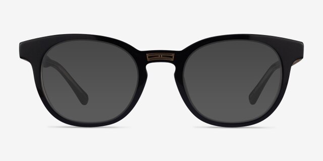 Hoop Black Gold AcetateEyeglass Frames from EyeBuyDirect, with Tinted Lenses