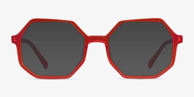 Glister Iridescent Red AcetateEyeglass Frames from EyeBuyDirect, with Tinted Lenses
