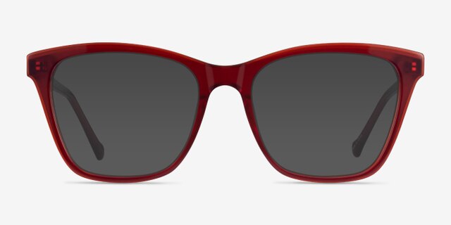 Luminescence Iridescent Red AcetateEyeglass Frames from EyeBuyDirect, with Tinted Lenses