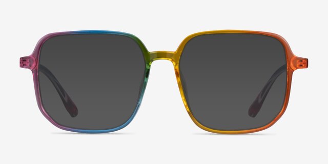 Bright Rainbow PlasticEyeglass Frames from EyeBuyDirect, with Tinted Lenses