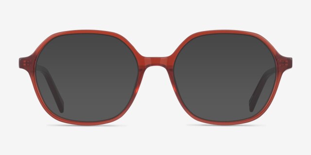 Pigment Terracotta Red AcetateEyeglass Frames from EyeBuyDirect, with Tinted Lenses