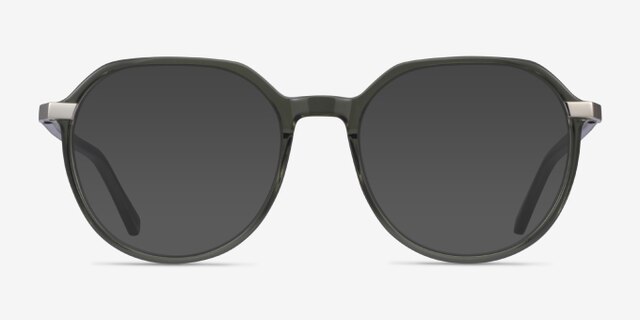 Niagara Clear Khaki Green AcetateEyeglass Frames from EyeBuyDirect, with Tinted Lenses