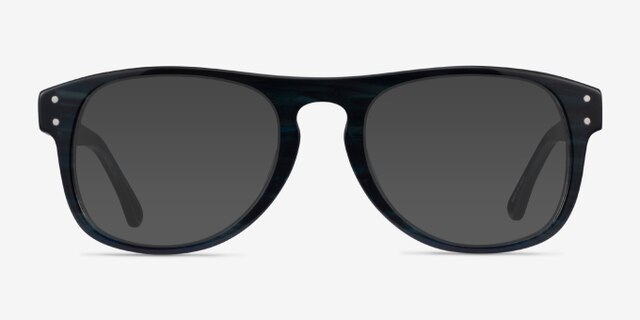 Galveston Dark Blue Striped AcetateEyeglass Frames from EyeBuyDirect, with Tinted Lenses