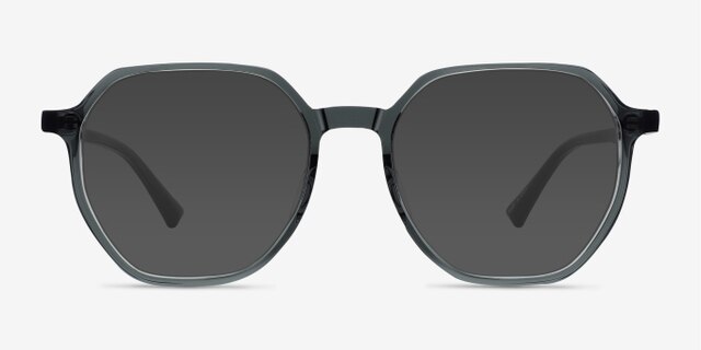 Tiki Clear Gray AcetateEyeglass Frames from EyeBuyDirect, with Tinted Lenses